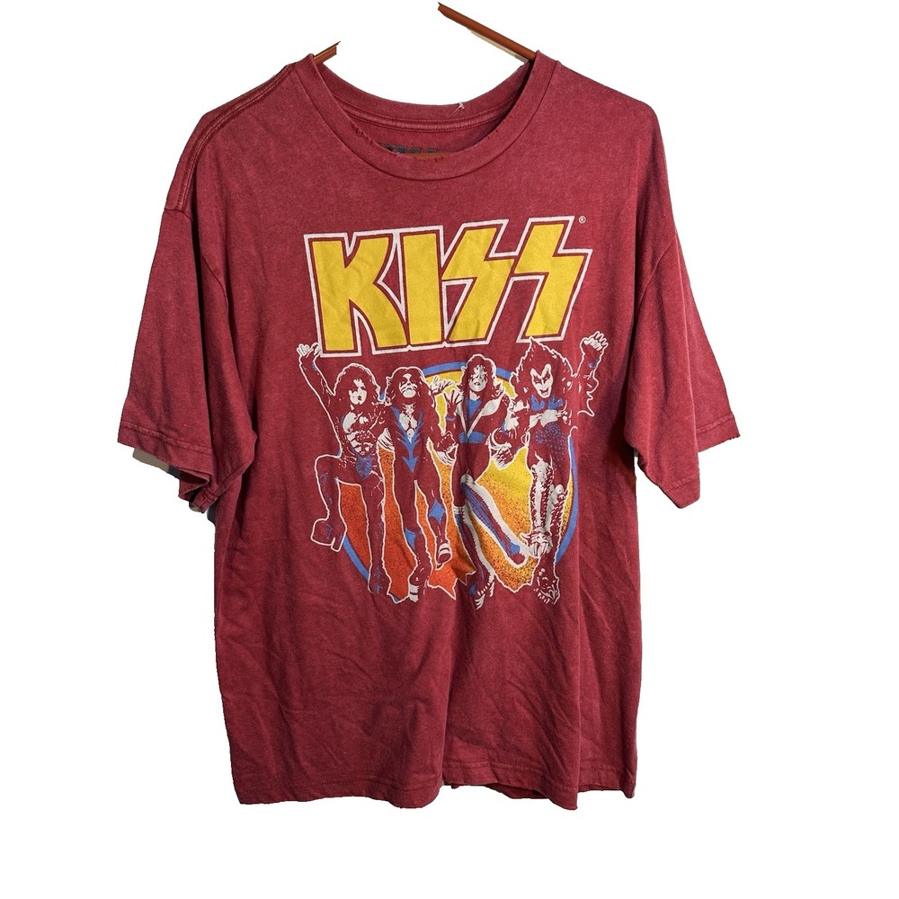 kiss mens short sleeve red t shirt size medium 38 40